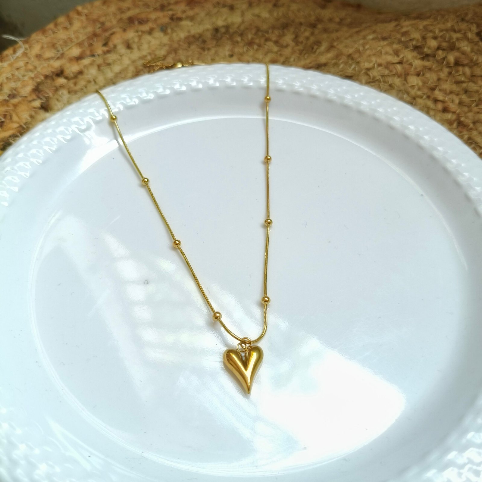 Golden Heart Drop Necklace - Image 2