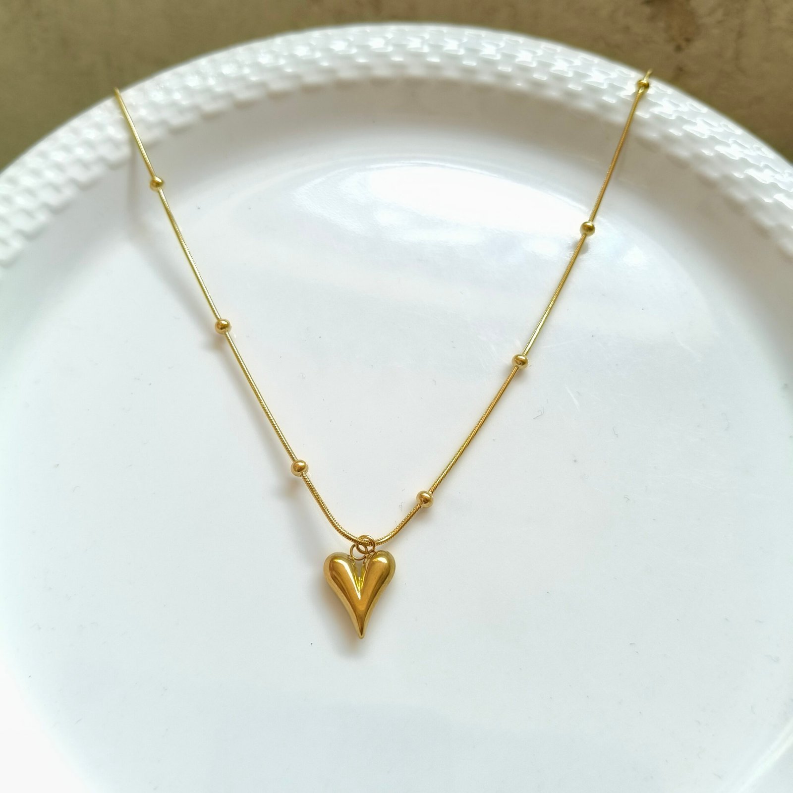 Golden Heart Drop Necklace